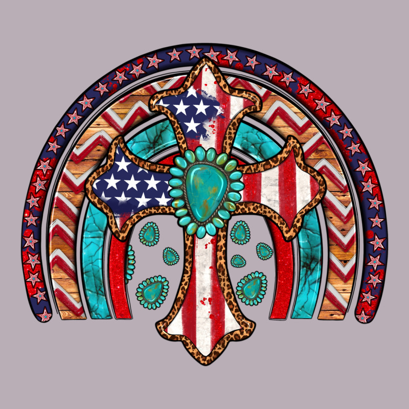 Gemstone Cross American Flag Turquoise Rainbow Vintage Tee by Artiststas | Teevron