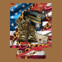 Usa Flag And Leopard With Boots 12 Oz Regular Can Cooler Vintage Tee | Teevron