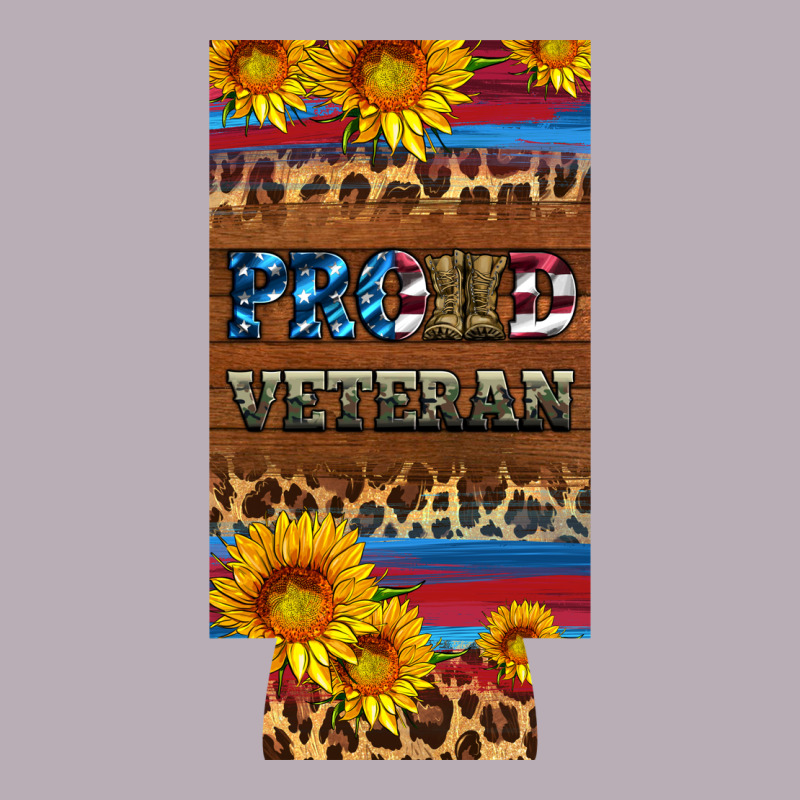 Proud Veteran 12 Oz Slim Can Cooler Vintage Tee by Artiststas | Teevron