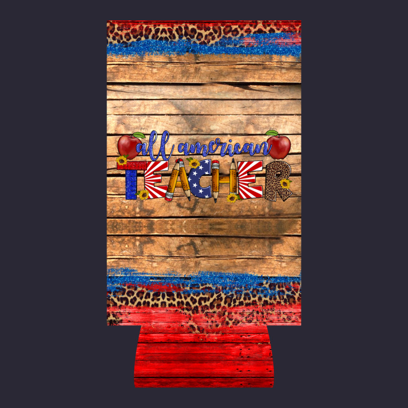 All American Teacher 12 Oz Slim Can Cooler Vintage Tee by Artiststas | Teevron