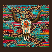 Western Serape Leopard Bull Skull Turquoise Heavy Core Tee | Teevron