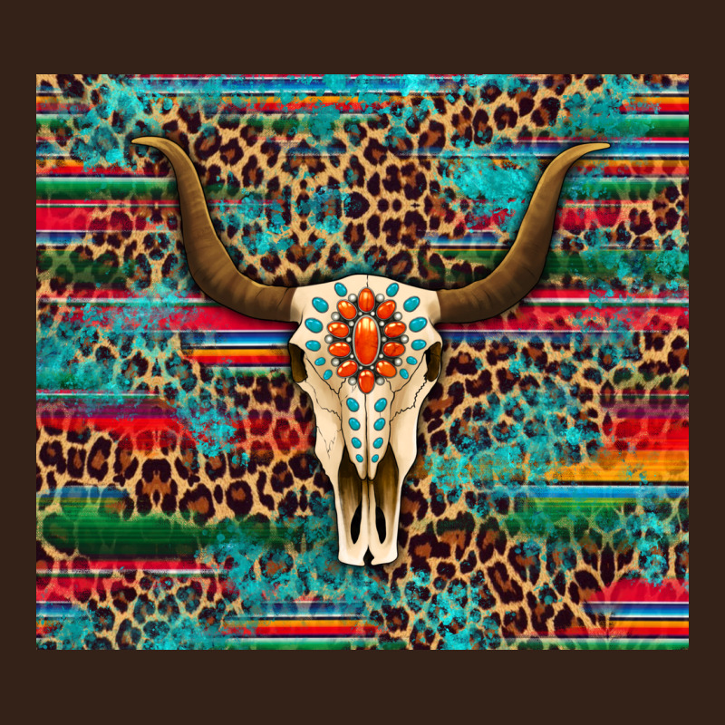 Western Serape Leopard Bull Skull Turquoise Heavy Core Tee by Artiststas | Teevron