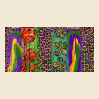 Mardi Gras Brushstrokes Crawfish Fleur De Lis Ladies Tee | Teevron
