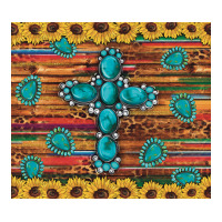 western gemstone cross sunflowers leopard serape glitter wooden tumble | Teevron