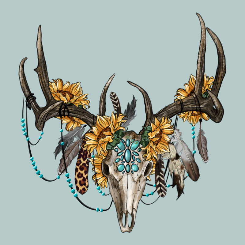 Boho Deer Skull Sunflowers And Gemstone Heavy Core Tee by RanaPortraitStore | Teevron