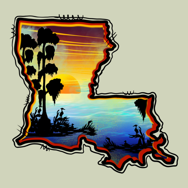 Louisiana  Sunset Map Heavyweight Hoodie by BarkalooDesign | Teevron