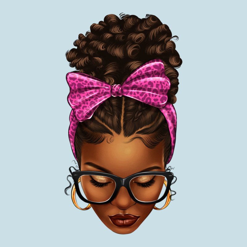 Afro Messy Bun Pink Leopard Bow Ladies Tee by texasbilliewilder | Teevron