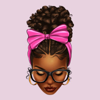 Afro Messy Bun Pink Bow Ladies Tee | Teevron