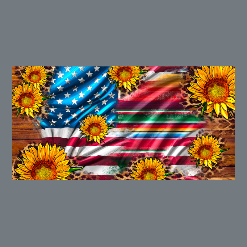 Usa Flag And Serape With Leopard And Sunflowers License Plate Heavyweight Sweatshirt by Artiststas | Teevron