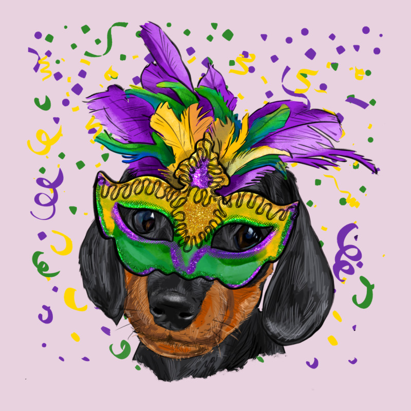 Mardi Gras Dachshund Puppy With Mask Ladies Tee by RanaPortraitStore | Teevron