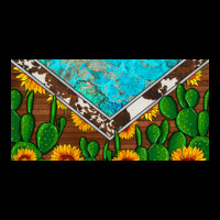 Cactus Sunflower Cowhide And Turquoise License Plate Heavy Core Tee | Teevron