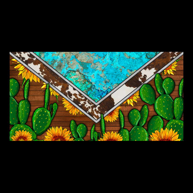 Cactus Sunflower Cowhide And Turquoise License Plate Heavy Core Tee by Artiststas | Teevron