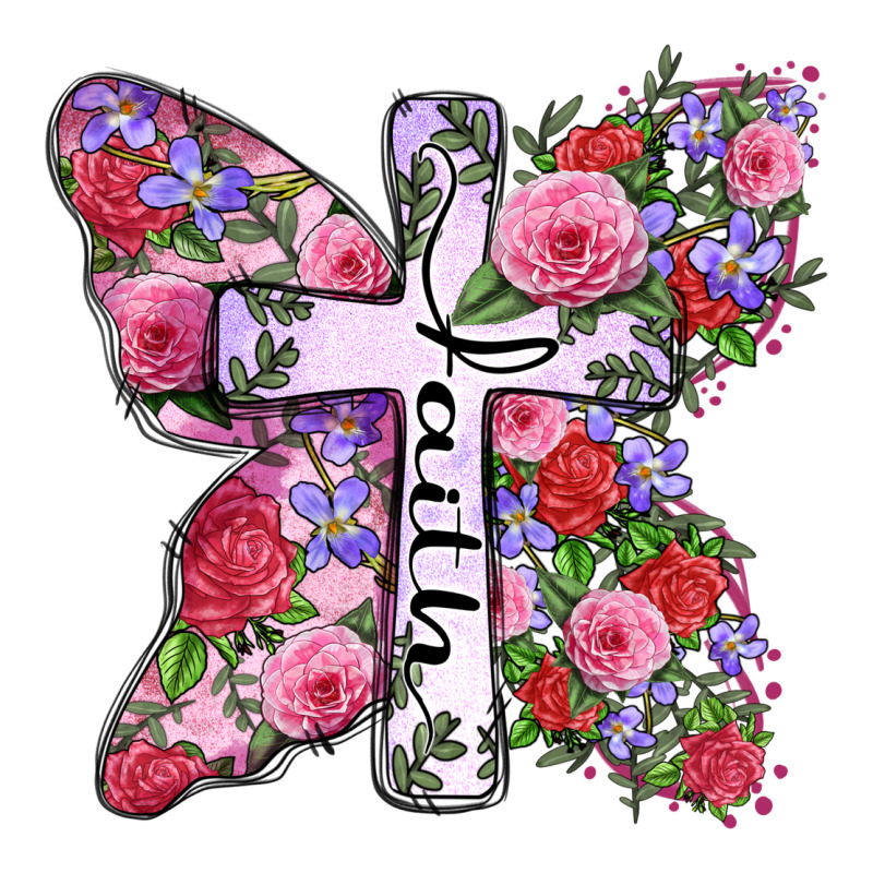 Faith Butterfly Cross Ladies Tee by Zillion Design Studio | Teevron