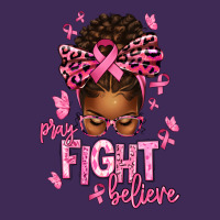 Pray Fight Believe Breast Cancer Afro Messy Premium Hoodie | Teevron