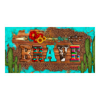 brave turquoise leopard cactus and floral arrow licanse plate | Teevron