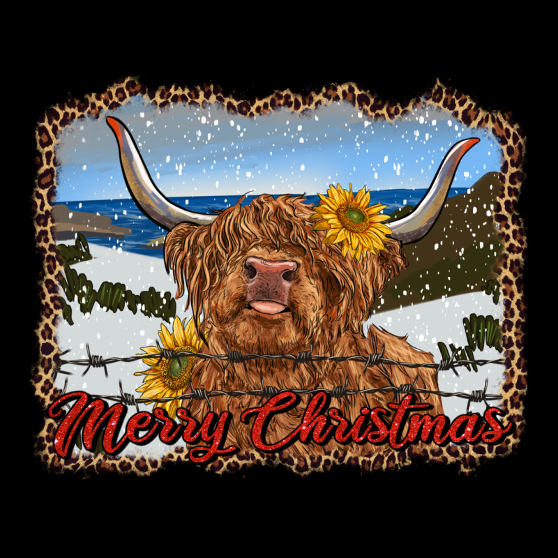 Merry Christmas Highland Cow With Farm Premium Tee by RanaPortraitStore | Teevron