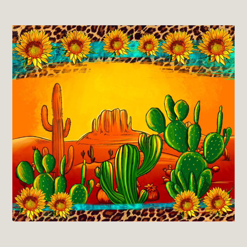 Desert Sunset With Cactus Sunflowers And Leopard Heavy Core Tee by Artiststas | Teevron