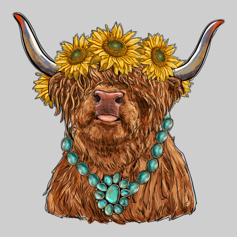 Highland Cow With Sunflower And Gemstone Premium Tee by RanaPortraitStore | Teevron