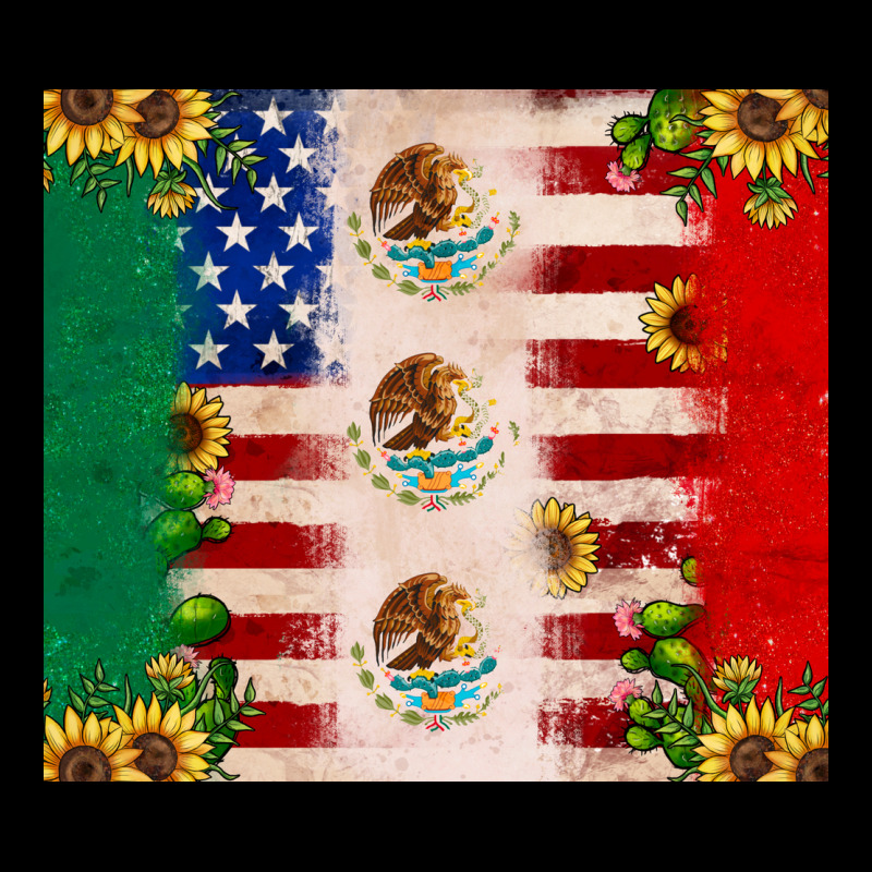 American Flag Mexico Flag Sunflower Cactus Ladies Tee by JahusDesignShop | Teevron