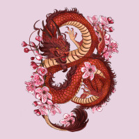 Red Dragon And Sakura Cherry Blossoms Ladies Tee | Teevron