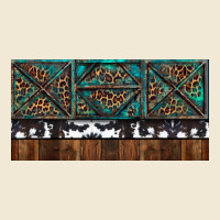 Rusty Sunflowers With Cowhide And Turquoise Ladies Tee | Teevron
