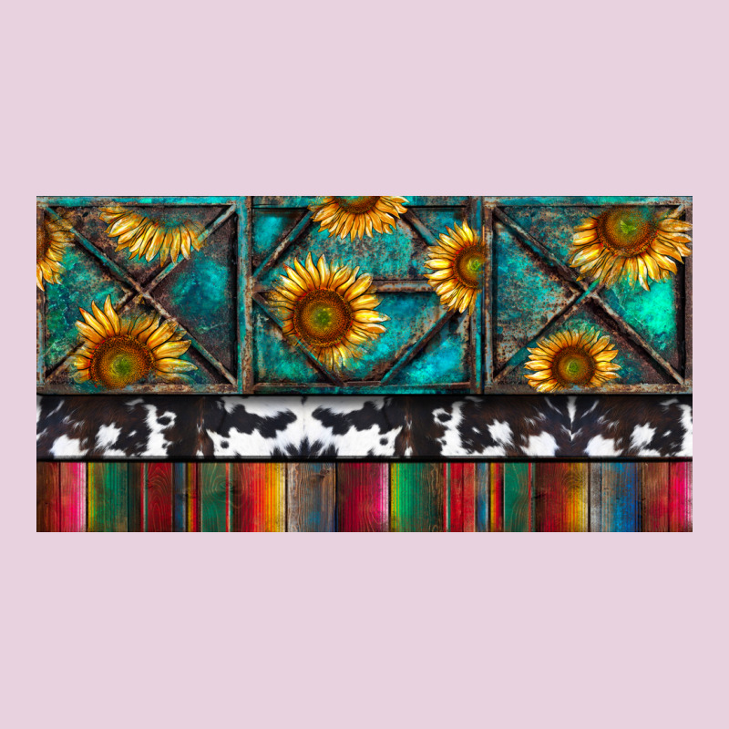 Rusty Sunflowers With Cowhide And Turquoise Ladies Tee by RanaPortraitStore | Teevron