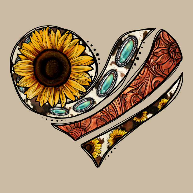 Western Sunflower Cowhide  Heart Long Sleeve Tee by Jasminsmagicworld | Teevron