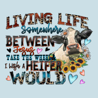 Living Life Somewhere Between Jesus Take The Wheel Ladies Tee | Teevron