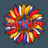 America With American Flag Colors And Sunflower With Star Urban Heavy Tee | Teevron