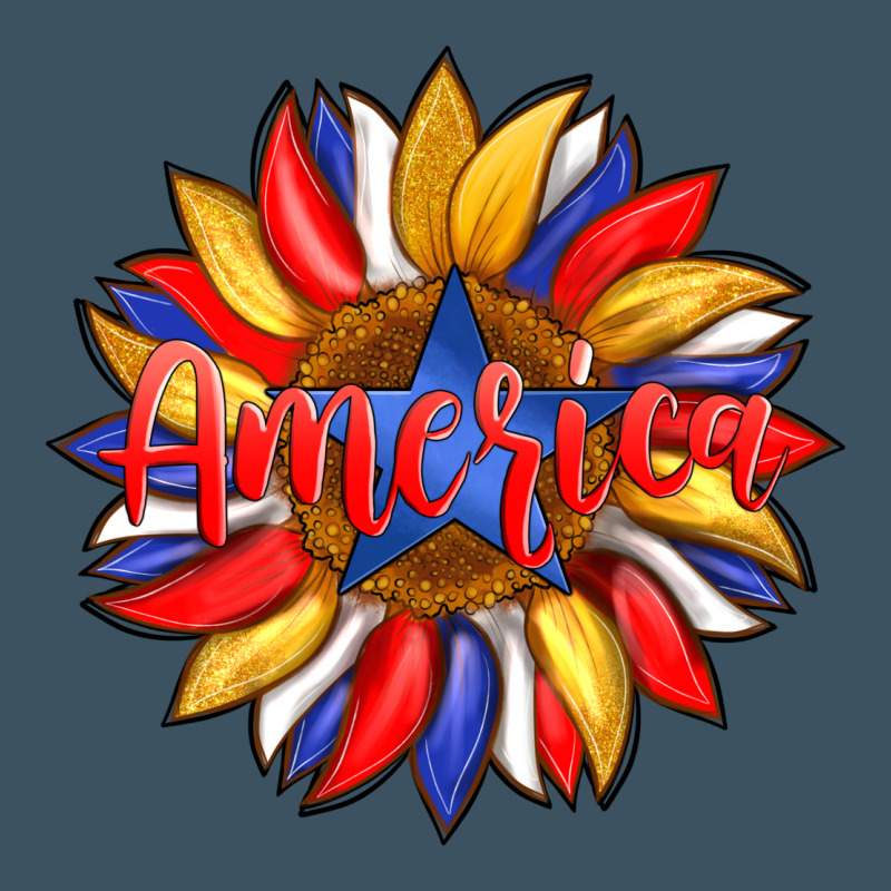 America With American Flag Colors And Sunflower With Star Urban Heavy Tee by Artiststas | Teevron