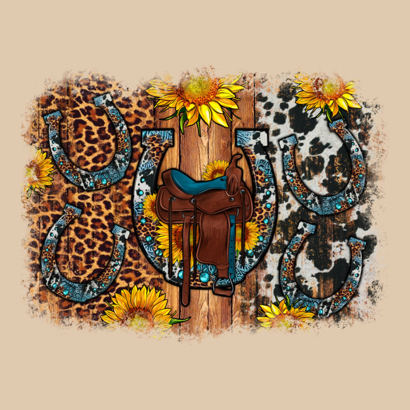 Saddle Sunflower Horseshoe Cowhide Leopard Background Heavyweight Sweatshirt by Artiststas | Teevron