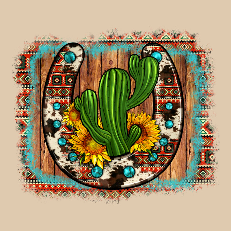 Cactus Sunflower Cowhide Horseshoe  Background Heavyweight Sweatshirt by Artiststas | Teevron