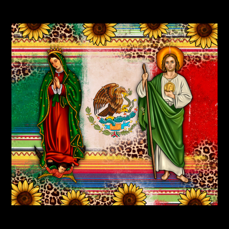 Mexico Flag Our Lady Of Guadalupe San Judas Sunflower Ladies Tee by JahusDesignShop | Teevron