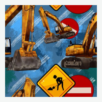 Excavator Seamless Pattern Urban Heavy Tee | Teevron