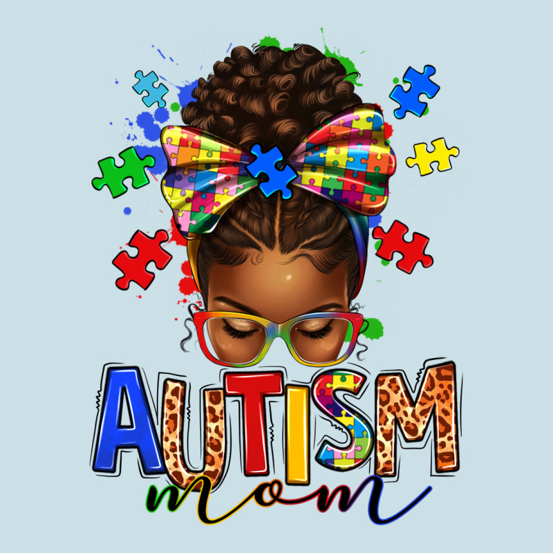 Autism Mom Afro Messy Bun Ladies Tee by texasbilliewilder | Teevron