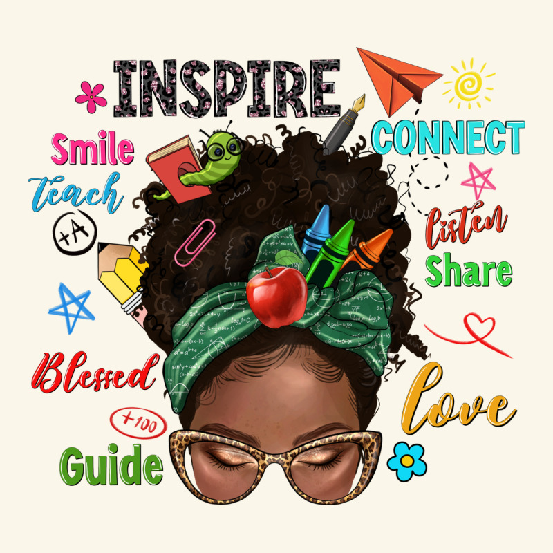 Afro Messy Bun Teach Inspire Love Teacher Blessed Premium Hoodie by NancyCooperArtShop | Teevron