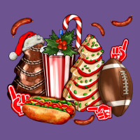 Christmas Tree Cake American Football  Ball And Hot Dogs Ado Vintage Tee | Teevron