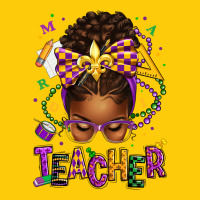 Mardi Gras Teacher Afro Messy Bun Premium Hoodie | Teevron