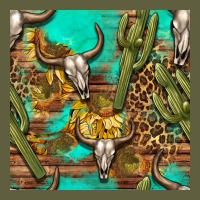 Western Bull Skull And Cactus Seamless Pattern Vintage Tee | Teevron