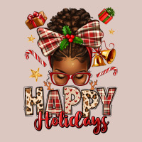 Happy Holidays Christmas Afro Messy Bun Premium Hoodie | Teevron