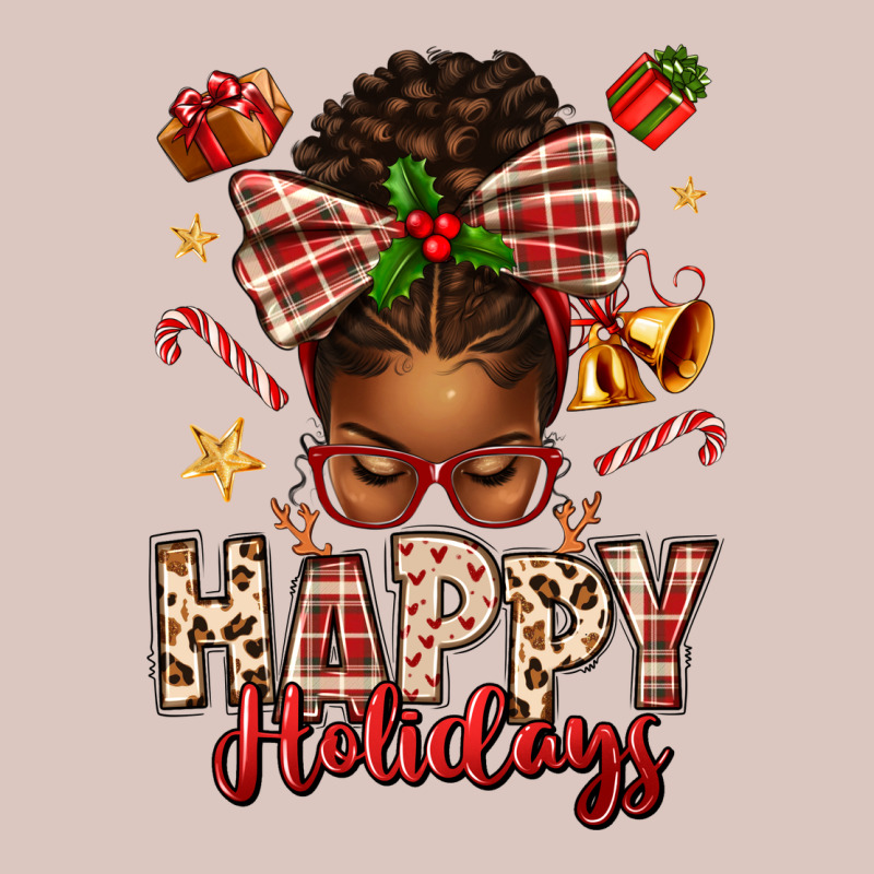 Happy Holidays Christmas Afro Messy Bun Premium Hoodie by texasbilliewilder | Teevron