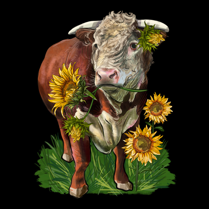 Hereford Bull With Sunflowers Long Sleeve Tee by LillyAllenDesigns | Teevron