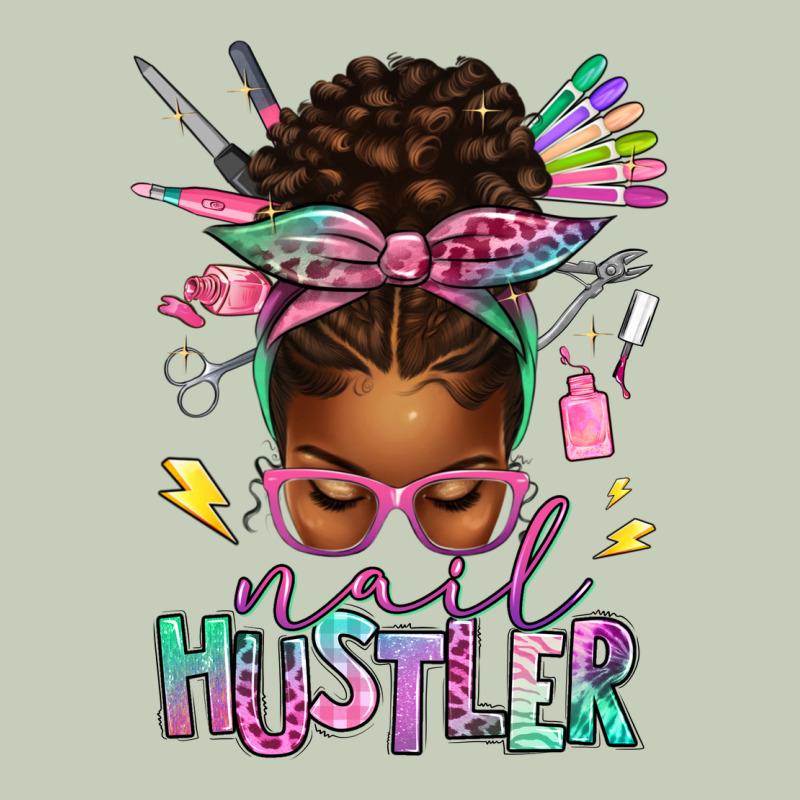 Nail Hustler Afro Messy Bun Ladies Tee by texasbilliewilder | Teevron
