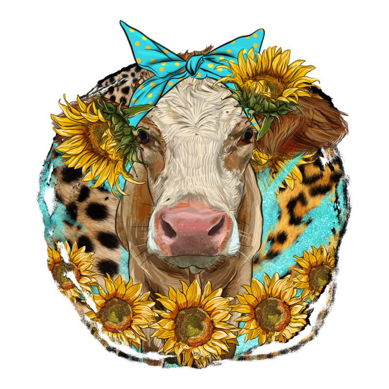 Simmental Heifer With Sunflowers And Leopard Long Sleeve Tee by LillyAllenDesigns | Teevron