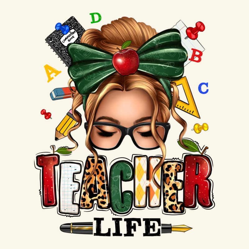 Teacher Life Blonde Caucassian Messy Bun Premium Hoodie by texasbilliewilder | Teevron