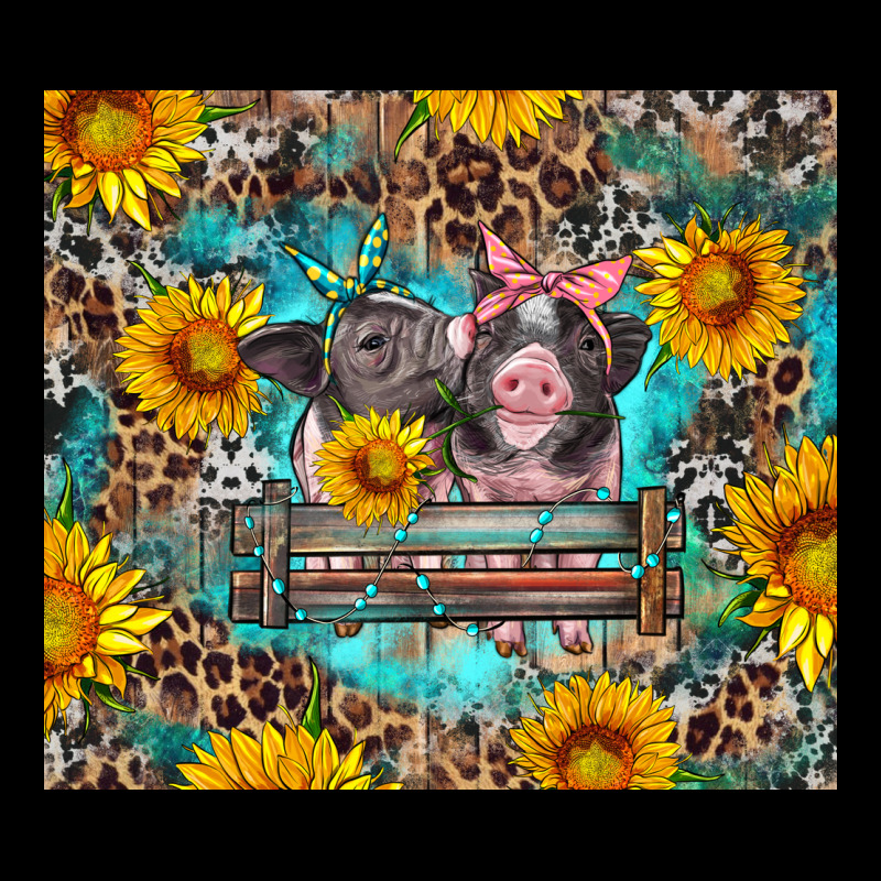 Baby Pigs With Leopard Cowhide And Sunflowers Heavy Core Tee by Artiststas | Teevron
