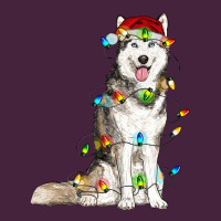 Husky With Christmas Lights Premium Tee | Teevron