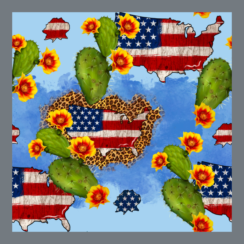 Usa Map Cactus And Sunflower Seamless Pattern Heavyweight Sweatshirt by BundleAndBundleShop | Teevron