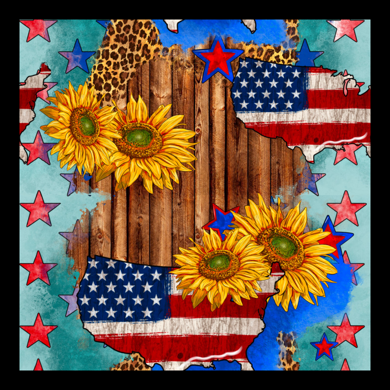 Usa Map With Sunflowers And Leopard Seamless Pattern Heavyweight Sweatshirt by BundleAndBundleShop | Teevron