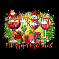 Merry Christmas Wine Glasses Ladies Tee | Teevron